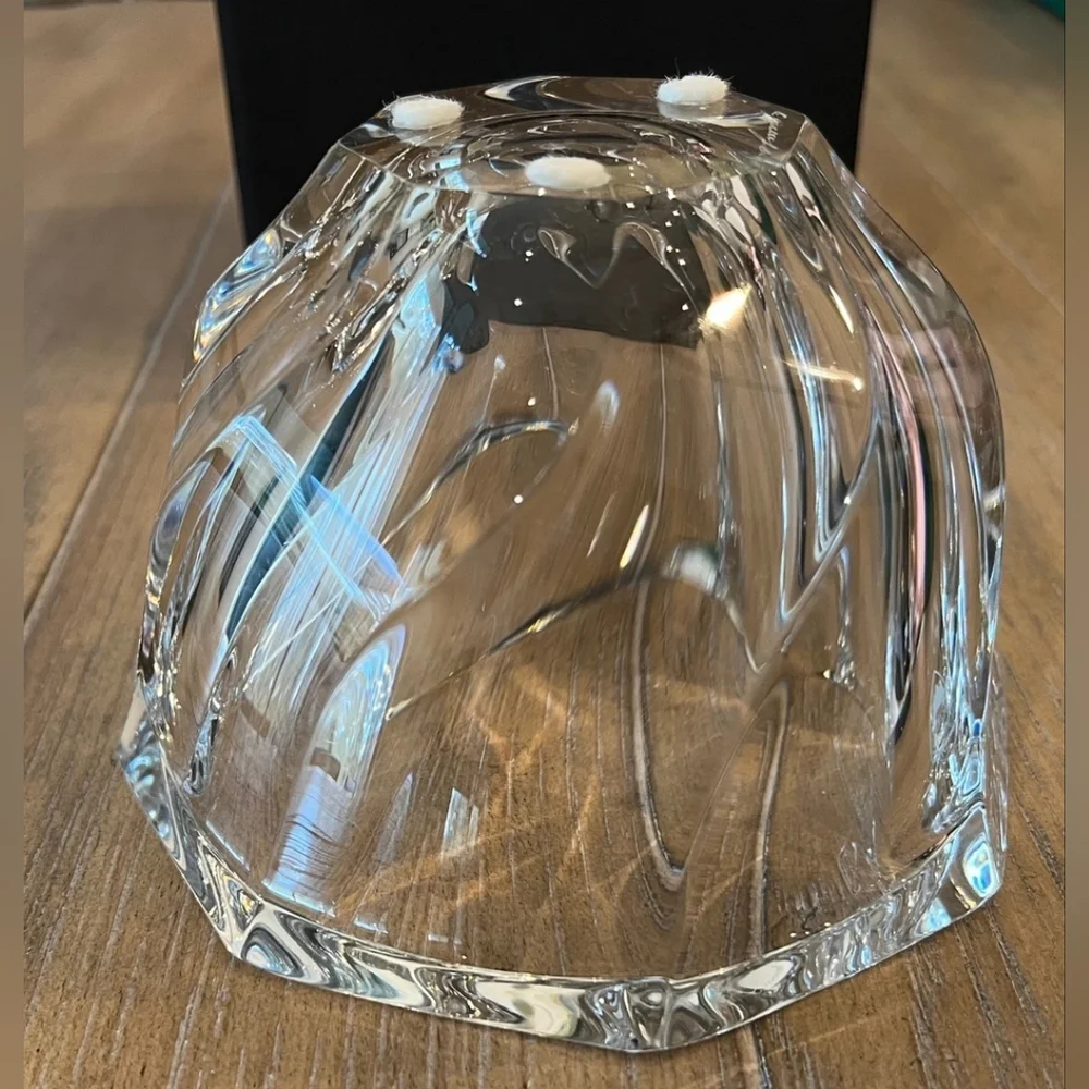 Vintage Orrefors Olle Iberius Design Crystal Swirl Octagon Bowl Signed NIB - Picture 4 of 12